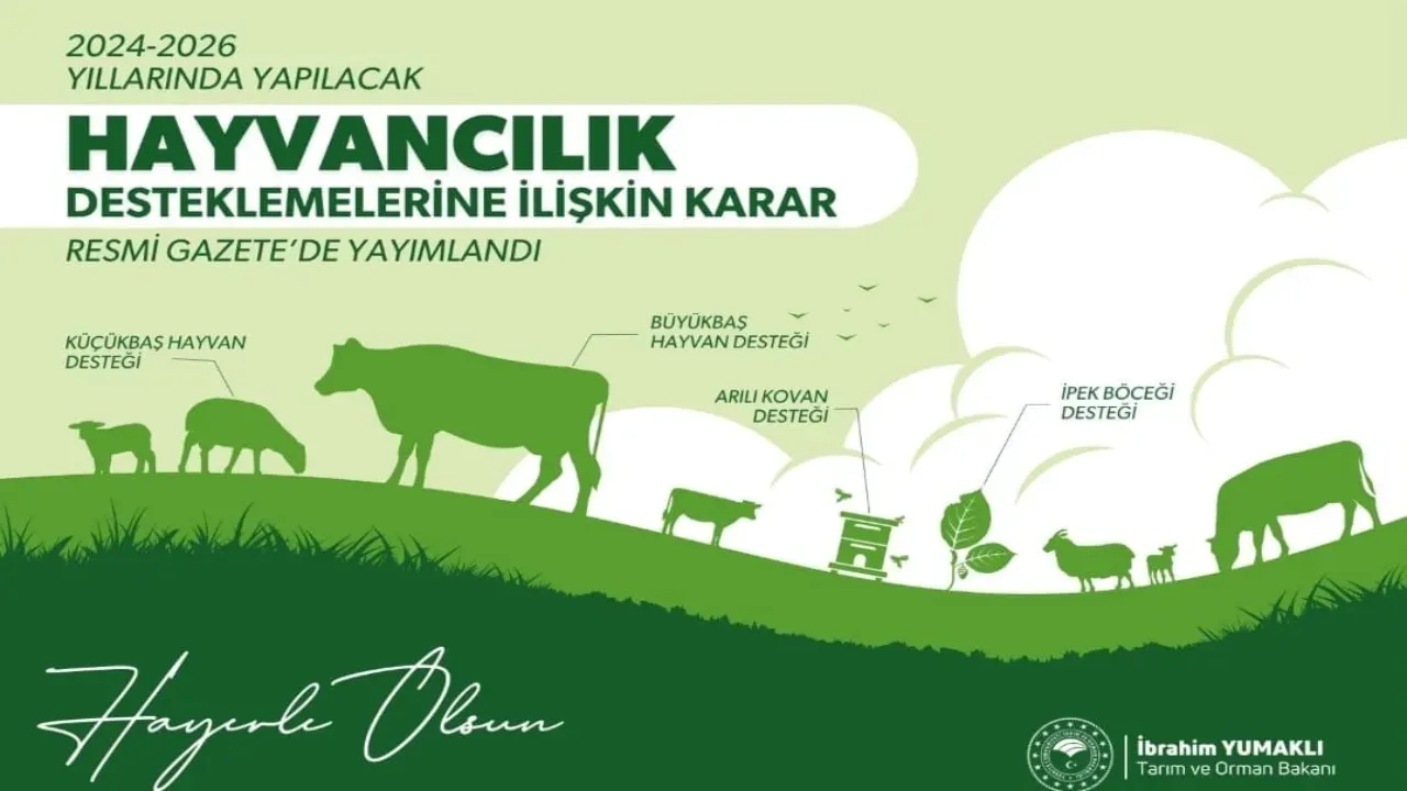 2024-2026 Yıllarında Yapılacak Hayvancılık Desteklemelerine İlişkin Cumhurbaşkanlığı Kararı Yayınlandı